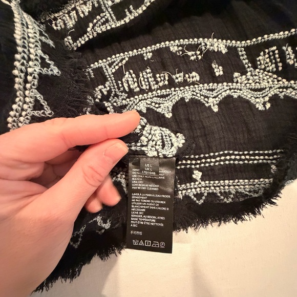 Free People Black Tunic with White Embroidered Trim - Picture 7 of 8